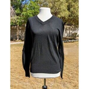 Vintage Peters V-neck Midnight Black Pullover 100% Cashmere  Sweater Shirt NOS